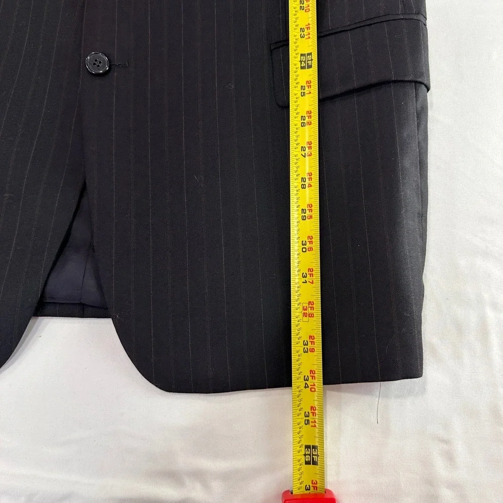 Joseph Abboud Nordstrom Pinstripe Wool Blazer Mens 44L Black‎ 3-Button | Classic